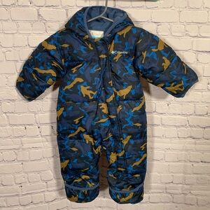 Columbia Infant Camo Sasquash One Piece Snow Suit Blue Sz 6-12M Outdoor Warm